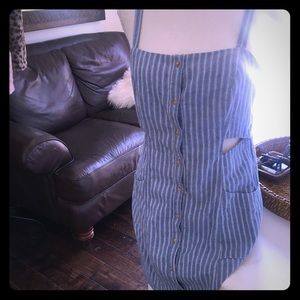 Blue and white cut out dress